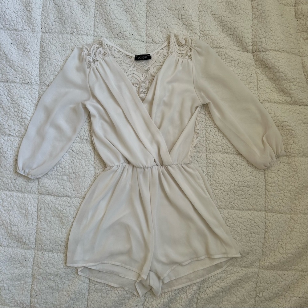 ECLIPSE White Romper -  Long Sleeve